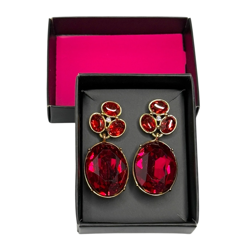 Faux Garnet Drop Earrings - New in Box